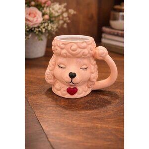New Holiday Pink Ceramic Valentines Day Heart Fluffy Girl Poodle Coffee Tea Mug
